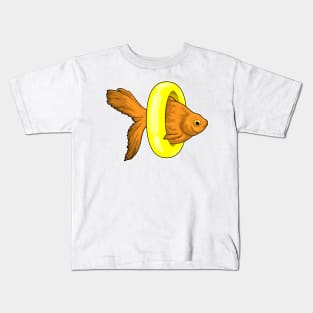 Goldfish Swimming Lifebuoy Kids T-Shirt